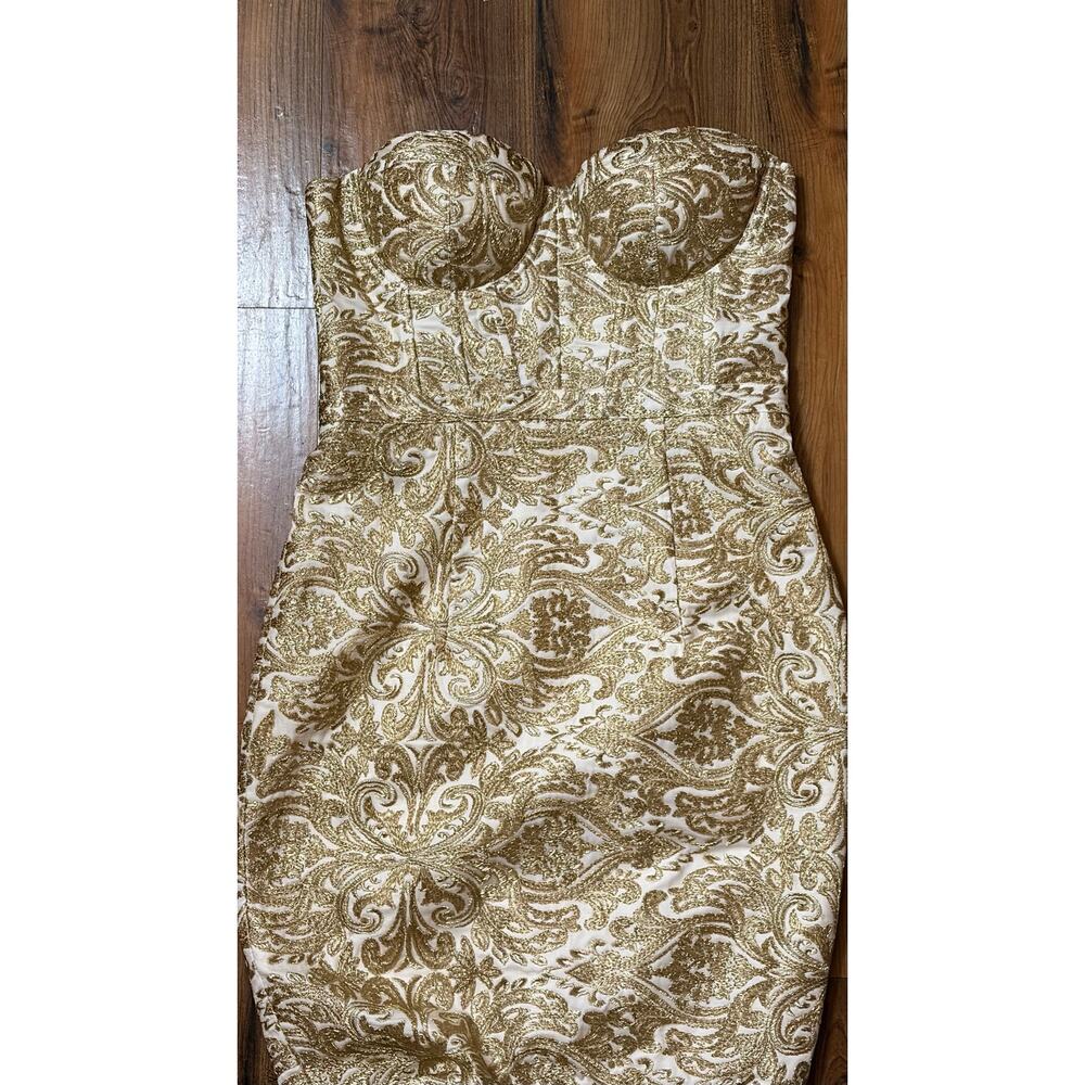 NWT Strapless Brocade Yasmine Dress Sweetheart Neckline | Fishtail Hem | Size 8 - Picture 7 of 8